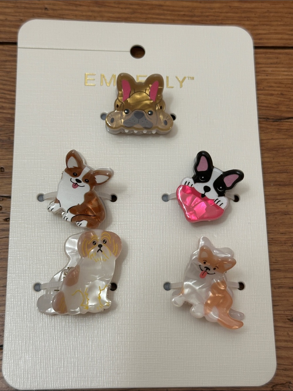 Emberly Dog Character Hair Clips Set - Gold, Pink, Brown, White